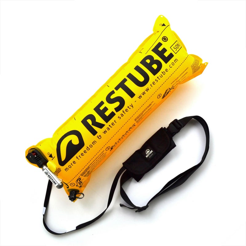 Restube Beach One-Pull Inflatable Water Safety Buoy | Float Buoyancy Aid for Swimming, Fishing, Sailing & SUP | Compact One Size Fits All Survival Kickboard - Image 1
