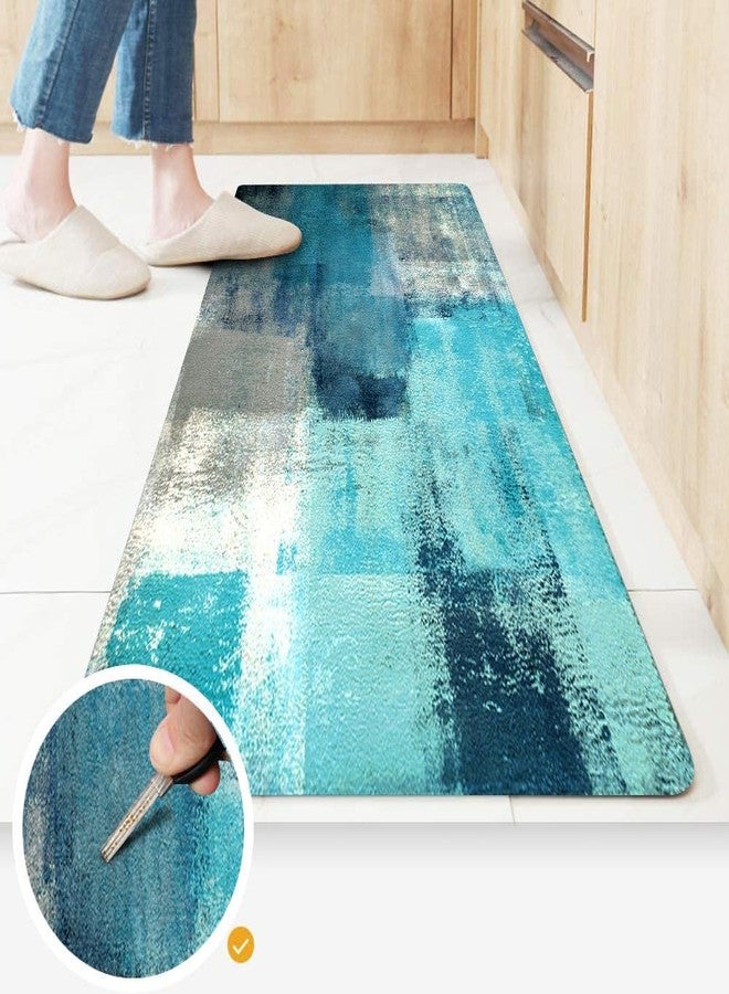TOMWISH Kitchen Mat Anti-Fatigue Kitchen Rug Non Skid Kitchen Floor Mats 23.5"X70" Memory Foam Cushioned Rugs Comfort Standing Mat Waterproof Kitchen Runner Mats Turquoise and Teal - Image 3