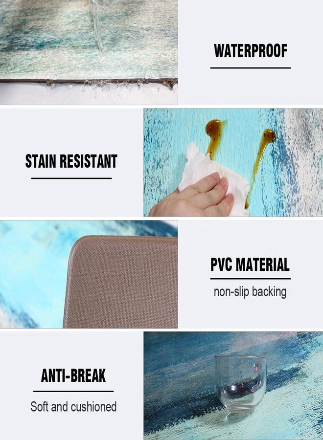 TOMWISH Kitchen Mat Anti-Fatigue Kitchen Rug Non Skid Kitchen Floor Mats 23.5"X70" Memory Foam Cushioned Rugs Comfort Standing Mat Waterproof Kitchen Runner Mats Turquoise and Teal - Image 2