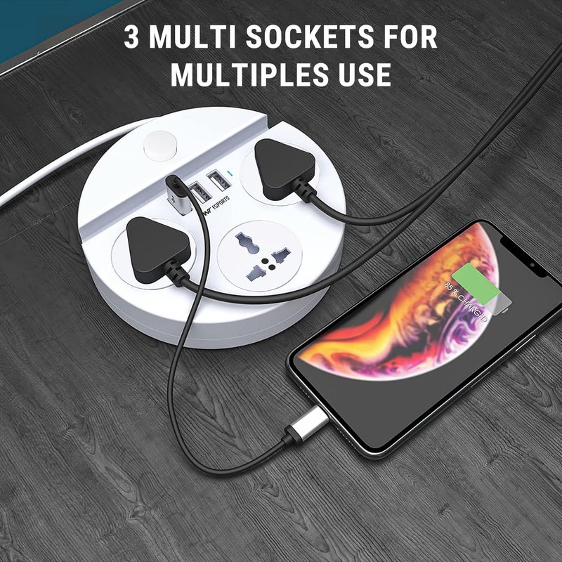 Ant Esports PS330 Power Strips with 3 Universal Socket and 3 USBA 3Meter Cord 2500Watt Fireproof Material Heavy Duty Cable Overload Protection Extension Cord for HomeOffice AppliancesWhite - Image 5