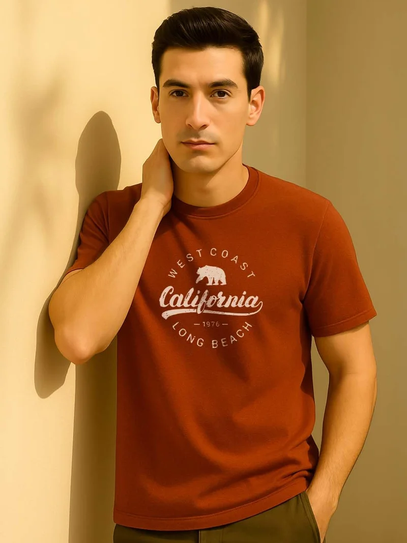 NOBERO Men's Rust Graphic T-Shirt