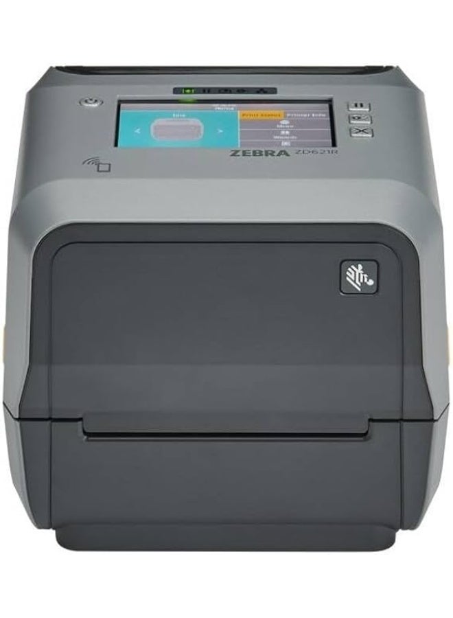 Zebra ZD621R Thermal Transfer Printer, 203 x 203 DPI Resolution, 203mm/sec Print Speed, Built-In 4.3" Display, Ethernet LA, Bluetooth (BLE) & USB Port Interfaces, RFID Module, Gray | ZD6A142-30EFR2EZ - Image 2