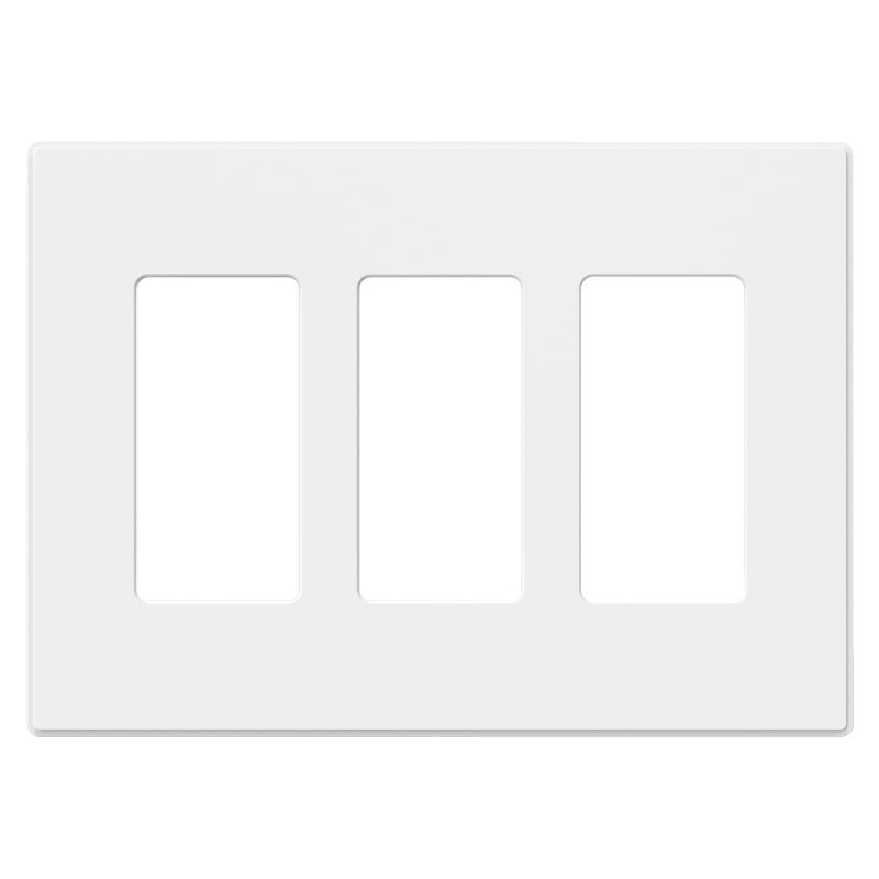 AIDA 3Gang Screwless Decorative Wall Plates Screwless MidSize Unbreakable For Outlets Switches UL Listed 1 Pack Matte White