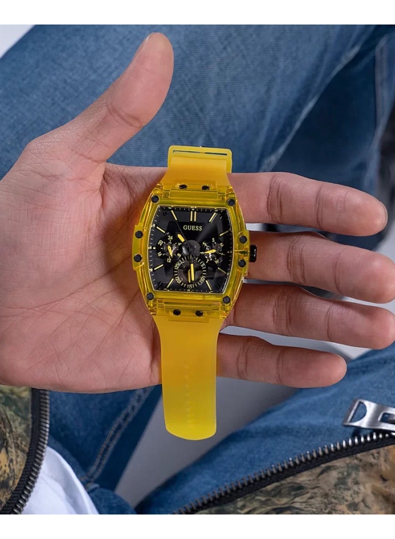 GUESS ساعة يد رجالية من السيليكون بعقارب دائرية الشكل GW0203G6 - 43 ملم - Image 4