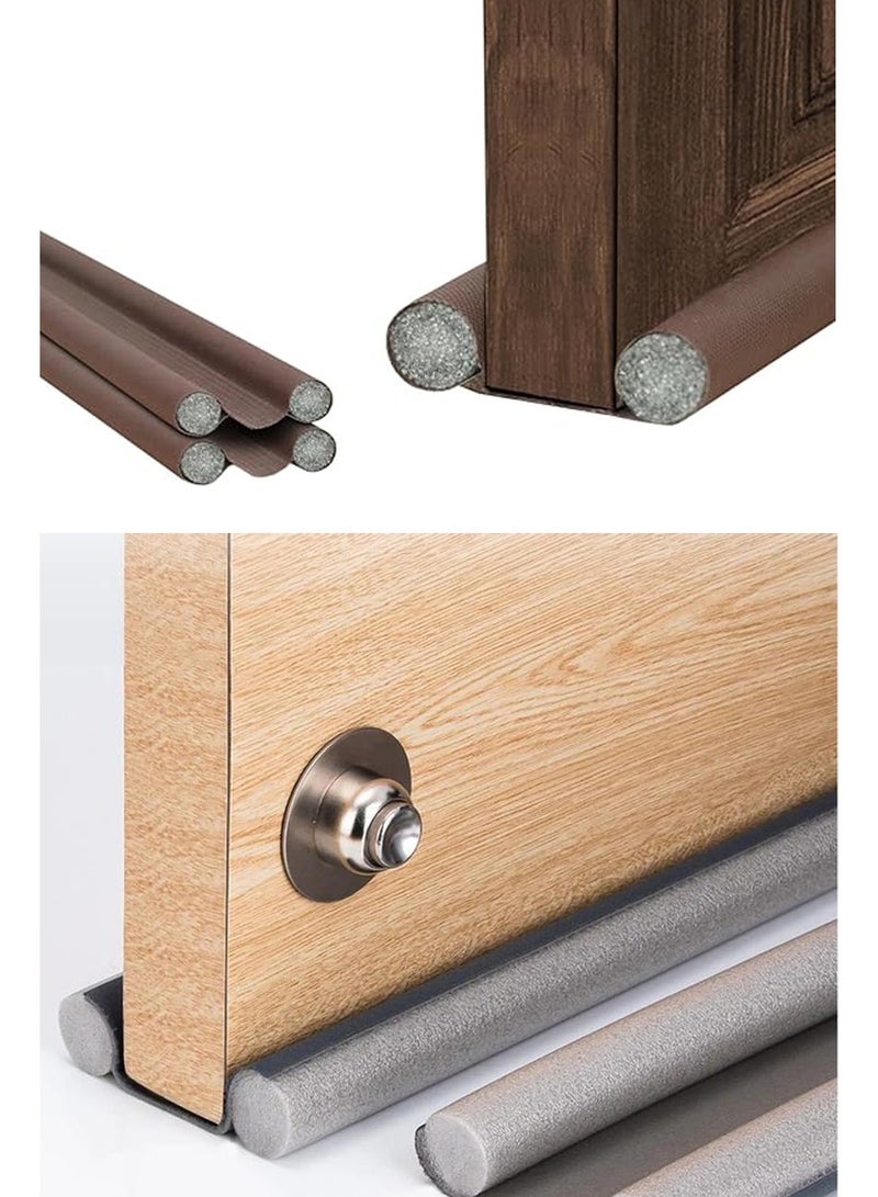 Lacoz Under Door Draft Stopper Guard Adjustable Twin Home Soundproof Dust Proof Seal Strip Door Window Insulation Draft Blocker Pack of 2 Grey, Brown - Image 1