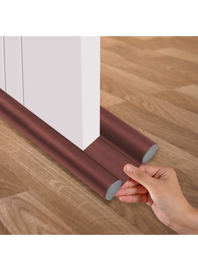 Lacoz Under Door Draft Stopper Guard Adjustable Twin Home Soundproof Dust Proof Seal Strip Door Window Insulation Draft Blocker Pack of 2 Grey, Brown - Image 4