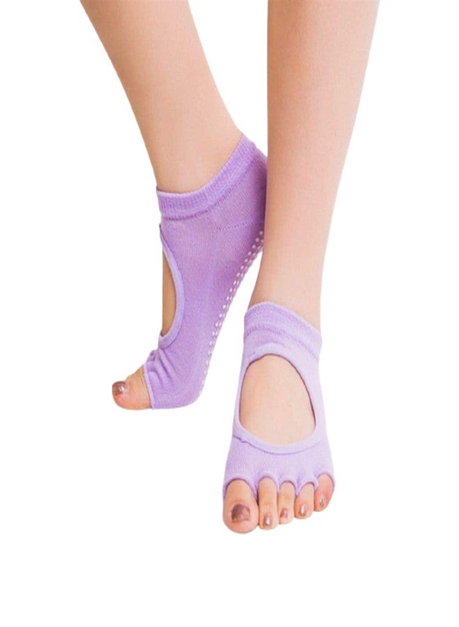 Digital Shoppy Anti-slip Massage Foot Care Tool Yoga Health Silicone Gel Socks Orthopedic For Women (LIGHT PURPLE) - Image 1