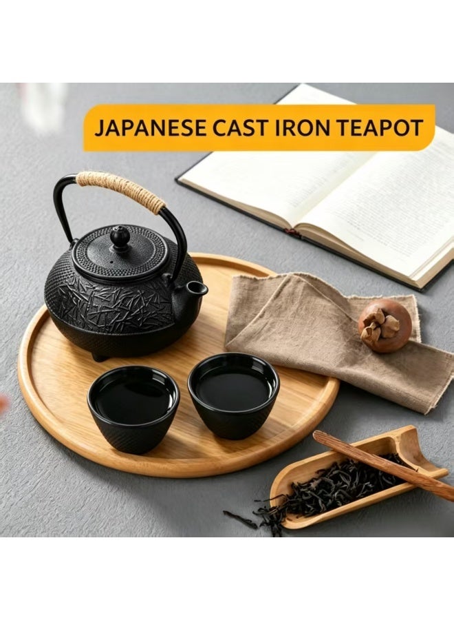 900ml Japanese Black Cast Iron Teapot with Stainless Steel Infuser - Image 4