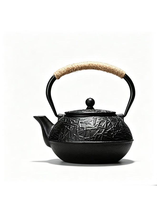 900ml Japanese Black Cast Iron Teapot with Stainless Steel Infuser - Image 1
