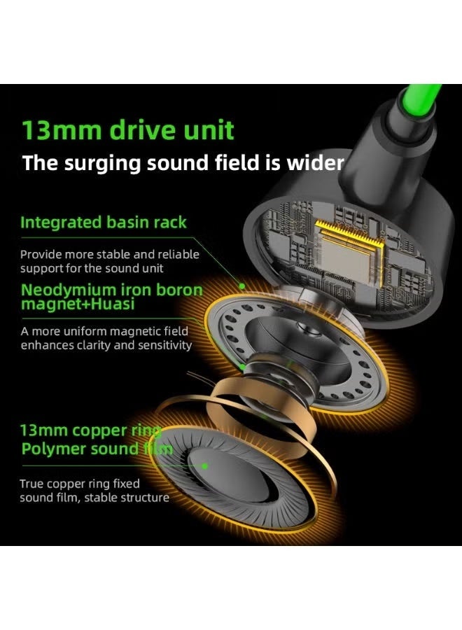 PIVA S6PRO-G Type-C Gaming Headset Built-in LED display on the controller shows instant information such as volume level and operating mode Equipped with a built-in sound card 3D surround sound to accurately simulate reality while gaming Green - Image 3