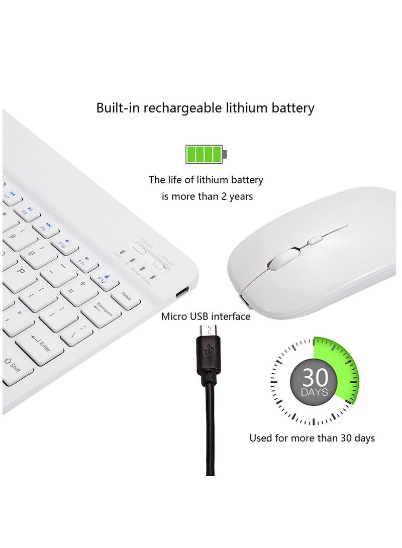 ELTRAZONE Ultra-Slim Bluetooth Keyboard and Mouse Combo Rechargeable Portable Wireless Keyboard Mouse Set for Apple iPad iPhone iOS 13 and Above Samsung Tablet Phone Smartphone Android Windows (White) - Image 5