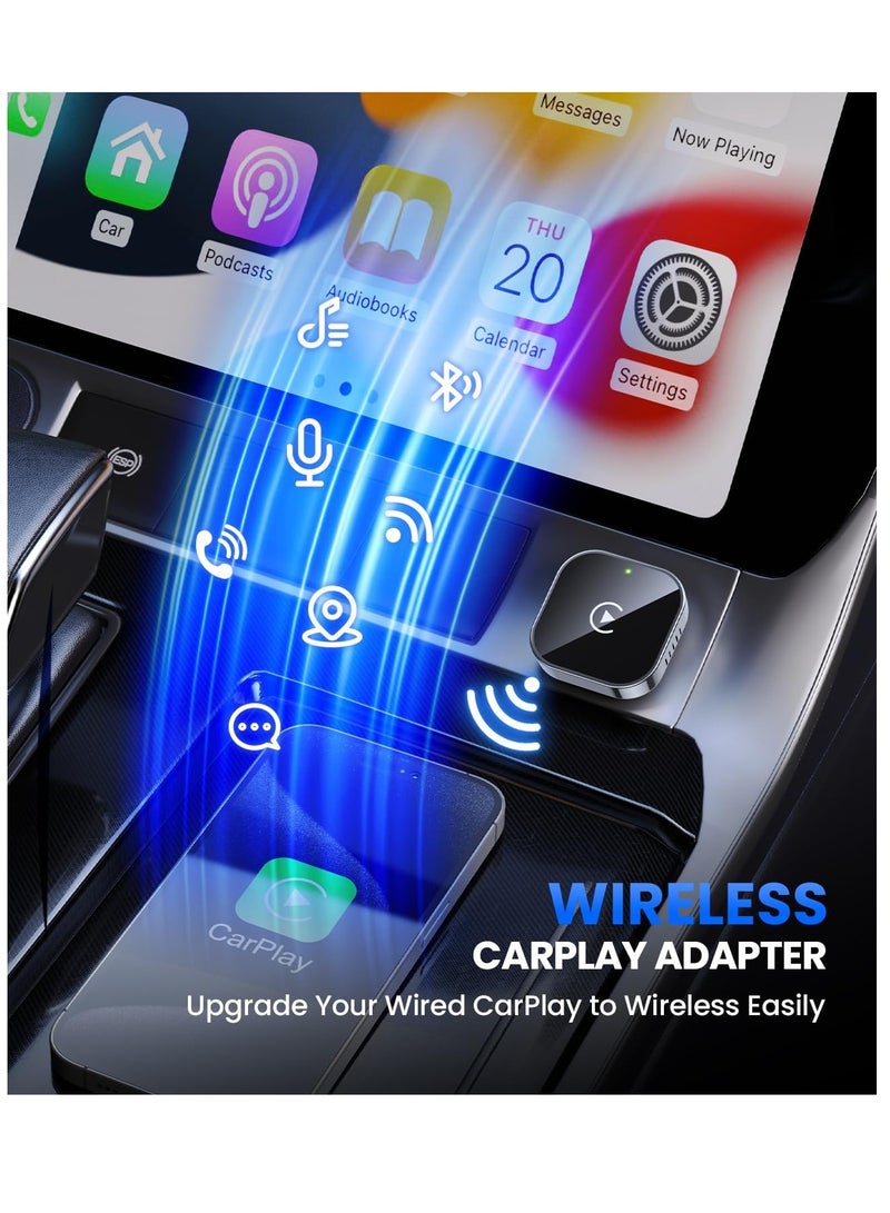 GUDOO مُحول ويرلس كاربلاي أندرويد أوتو 2 في 1 قابلة للتوصيل والاستخدام فوريًا. هو عبارة عن دونجيل كاربلاي يحول الاتصال السلكي إلى ويرلس. يتم الاتصال التلقائي بسرعة وبدون تأخير. تصميم مضغوط مناسبة لأيفون وأجهزة أندرويد ذات منفذ USB/USB-C - Image 2