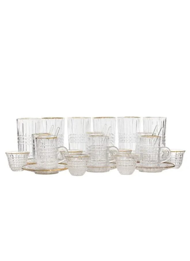 Alsaif Gallery 30 Pieces Glass Tea and Coffee Pill Serving Set  - Image 1