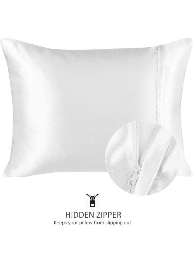 ShopBedding Luxury Satin Pillowcase for Hair – Standard Satin Pillowcase with Zipper, White (Pillowcase Set of 2) – Blissford - Image 3