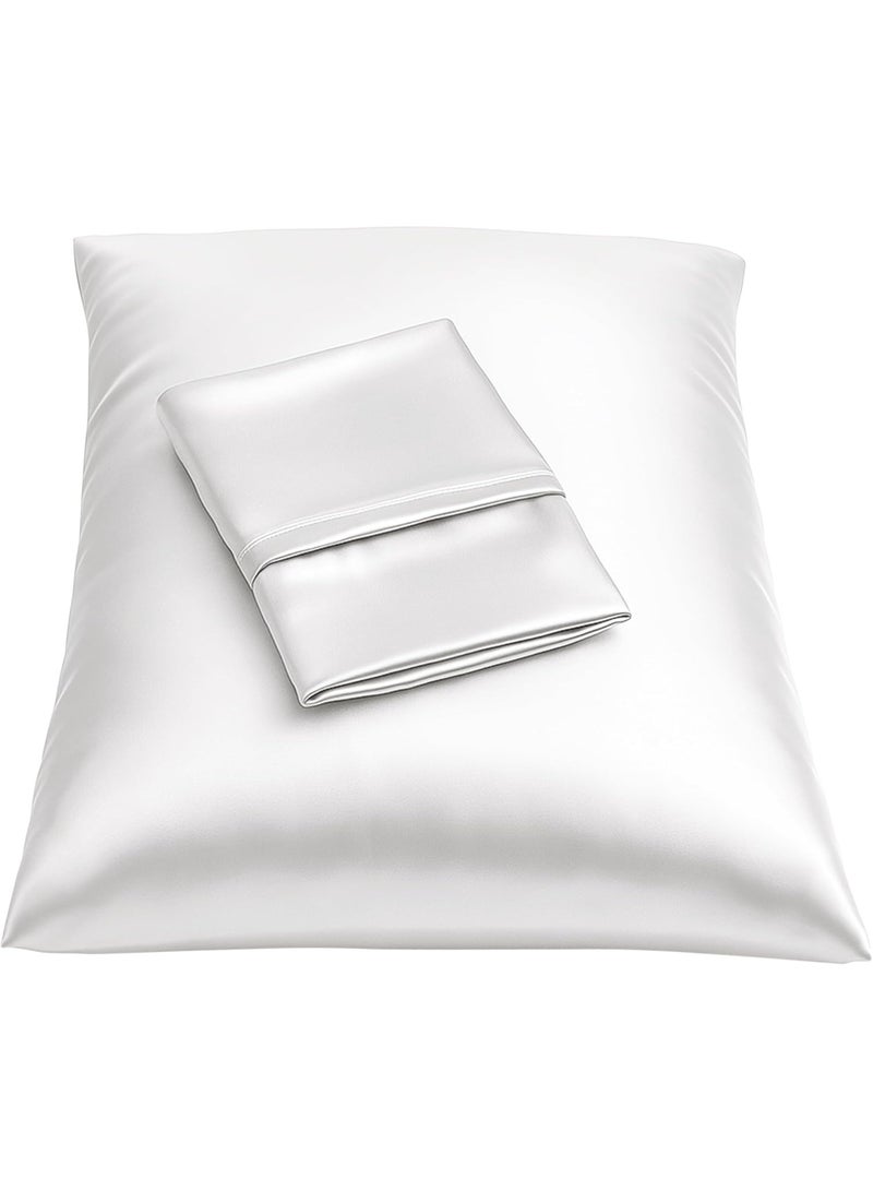 ShopBedding Luxury Satin Pillowcase for Hair – Standard Satin Pillowcase with Zipper, White (Pillowcase Set of 2) – Blissford - Image 1