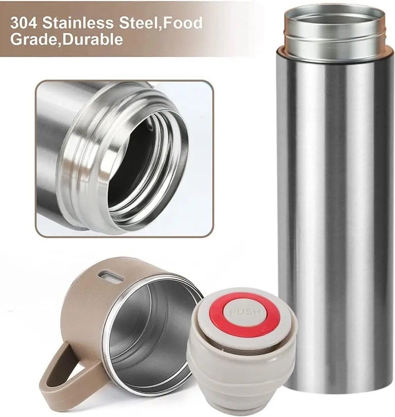 Redvant Redvant 1 Steel Vacuum Flask Set with 3 Stainless Steel Cups Forcoffee Hot Drink Cold Water Ideal Gift and Travel Friendly Silver - Image 2