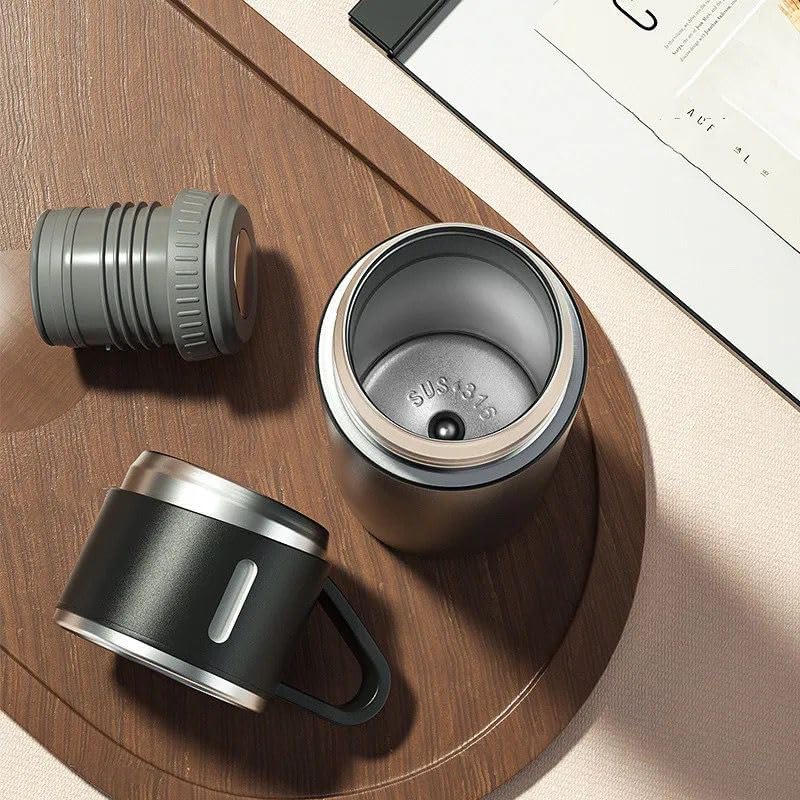 Redvant Redvant 1 Steel Vacuum Flask Set with 3 Stainless Steel Cups Forcoffee Hot Drink Cold Water Ideal Gift and Travel Friendly Silver - Image 5