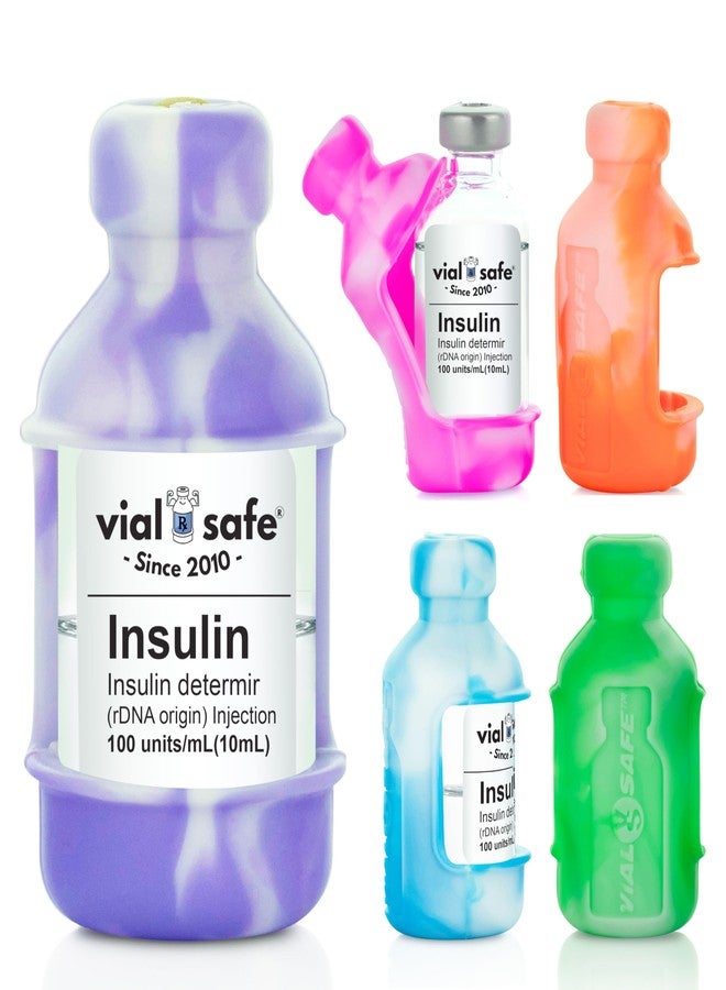 VIAL SAFE™ | Insulin Vial Protector Case | Secure Insulin Bottle Protector & Cover for 10mL Vials | Fits Humalog, Humulin, NovoLog, NovoRapid, Novolin | 5-Pack | Tie Dye Colors - Image 1