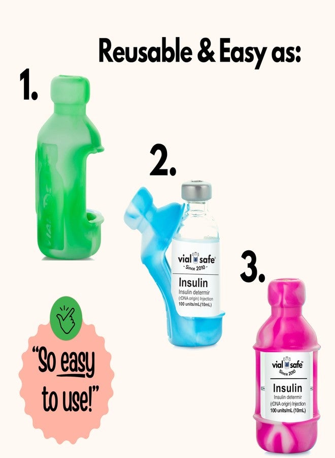 VIAL SAFE™ | Insulin Vial Protector Case | Secure Insulin Bottle Protector & Cover for 10mL Vials | Fits Humalog, Humulin, NovoLog, NovoRapid, Novolin | 5-Pack | Tie Dye Colors - Image 5