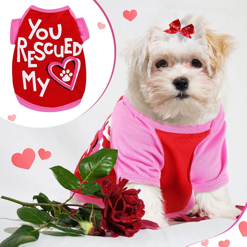 Weewooday 5 Pieces Dog Valentine Shirt Breathable Pet T-Shirt Printed Valentine Day Kiss Heart Pink Cute Dog Puppy Clothes Vest Dog Apparel Costume for Small Dog Cat (Large) - Image 5