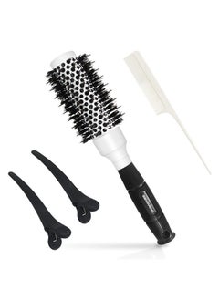 Round Brush For Blow Drying, Nano Tech Thermal Ceramic Ionic, Ball Tip Round Barrel Hair Brushes For Styling, 2 Clips and 1 Comb Included (2.54 inch with Bristles & Barrel 1.3 inch)…