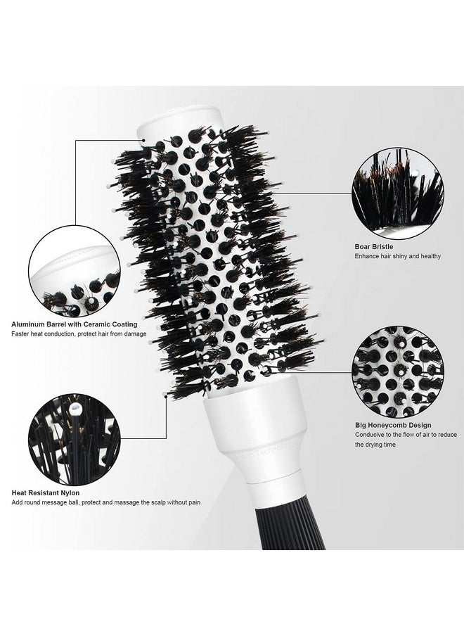 BANGMENG Round Brush For Blow Drying, Nano Tech Thermal Ceramic Ionic, Ball Tip Round Barrel Hair Brushes For Styling, 2 Clips and 1 Comb Included (2.54 inch with Bristles & Barrel 1.3 inch)…  - Image 3