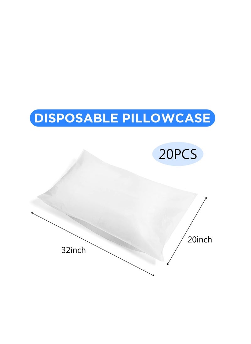 Excefore 20 Pieces Disposable Pillow Cases, 32 x 20 Inches White Pillowfor Hotels Single Use Pillowcase, Disposable Home Bedding Supplies  - Image 2