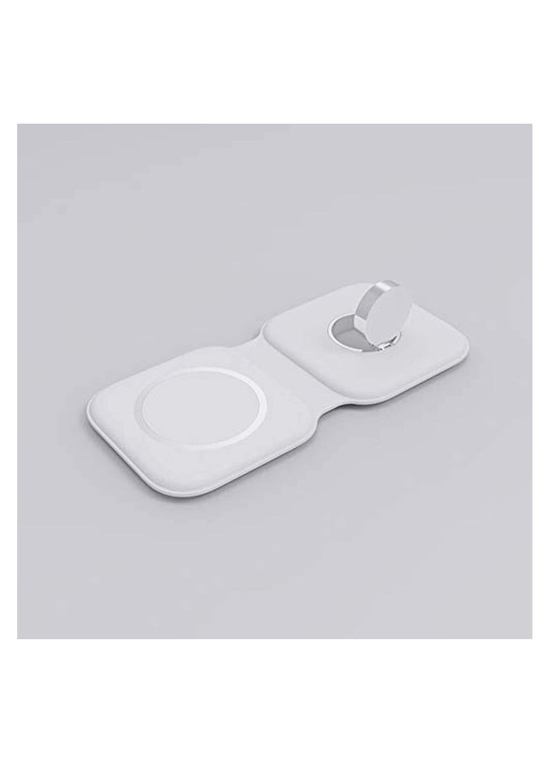 Wireless 3 in 1 Foldable Magnetic Power Charger Compatible with Apple Watch (White) - Image 1