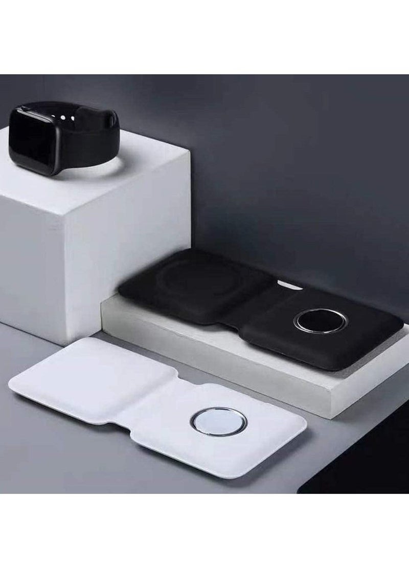 Wireless 3 in 1 Foldable Magnetic Power Charger Compatible with Apple Watch (White) - Image 3