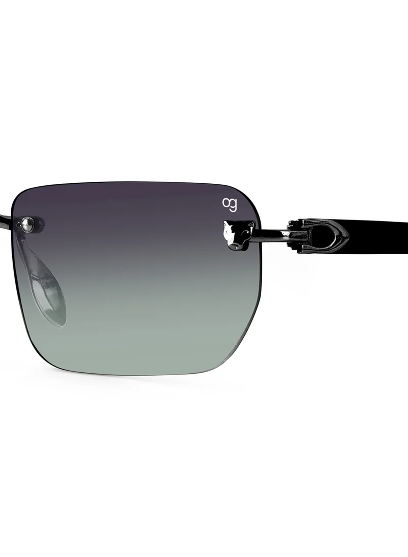 Woggles Raze Green Rimless Rectangle Sunglasses |Men & Women|100% UV Protection