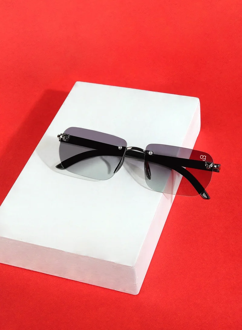 Woggles Raze Green Rimless Rectangle Sunglasses |Men &amp; Women|100% UV Protection