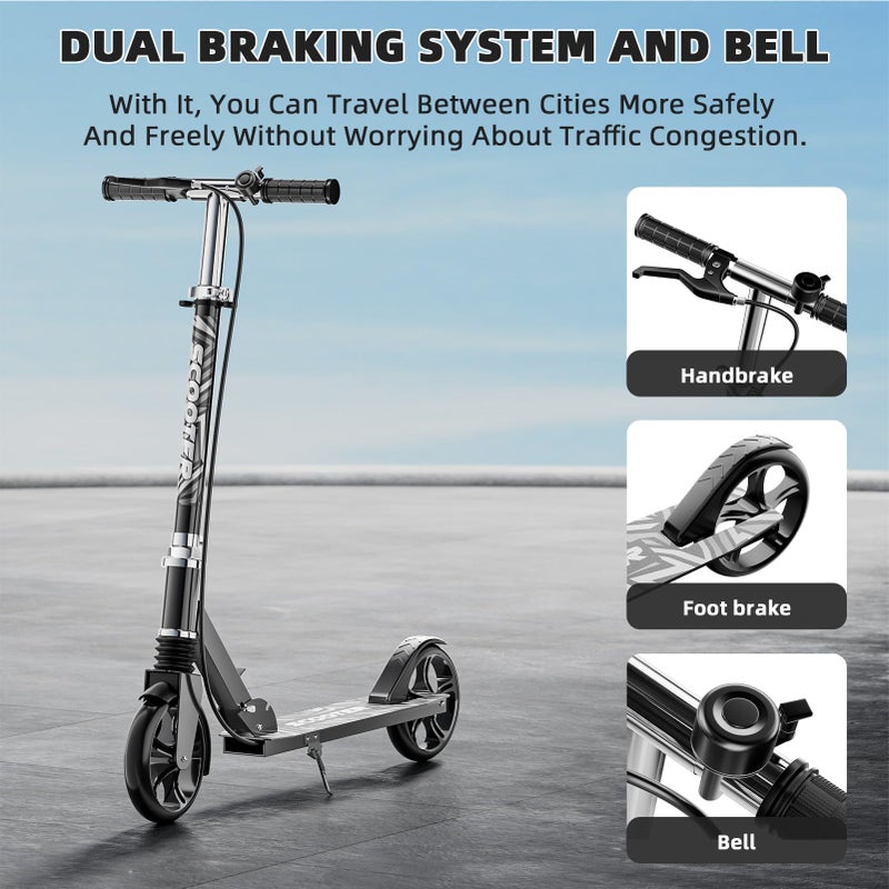 GRENYX Scooters for Kids 8-12, Teens & Adults - Load 240 LBS, 8-Inch Wheels, Kick Scooter with Shock Absorption System, Hand Brake & Bell, 4 Adjustable Height Levels, Perfect for School, Commuting or Park - Image 3