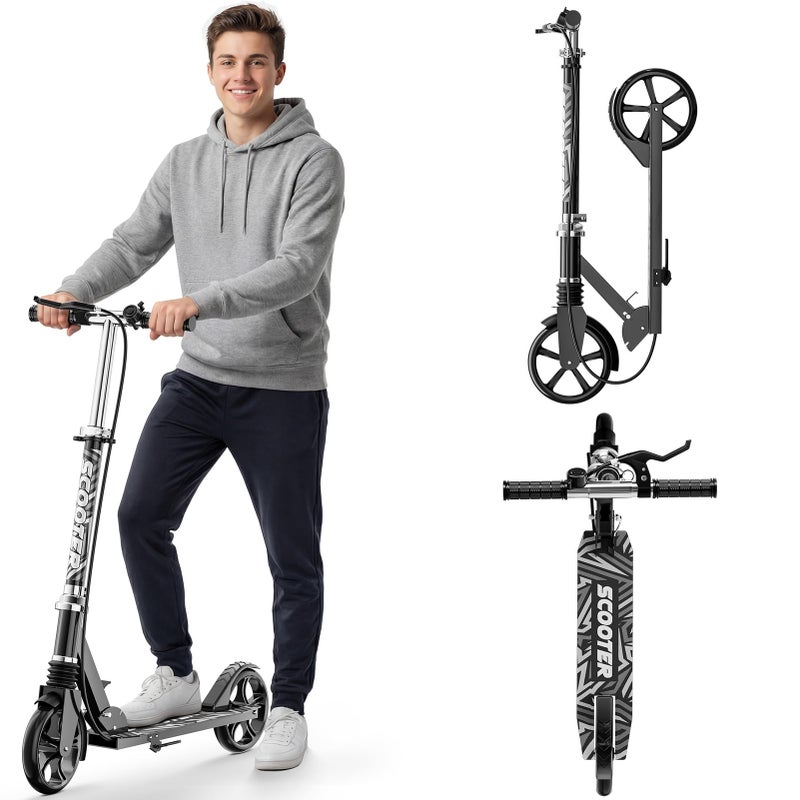 GRENYX Scooters for Kids 8-12, Teens & Adults - Load 240 LBS, 8-Inch Wheels, Kick Scooter with Shock Absorption System, Hand Brake & Bell, 4 Adjustable Height Levels, Perfect for School, Commuting or Park - Image 1