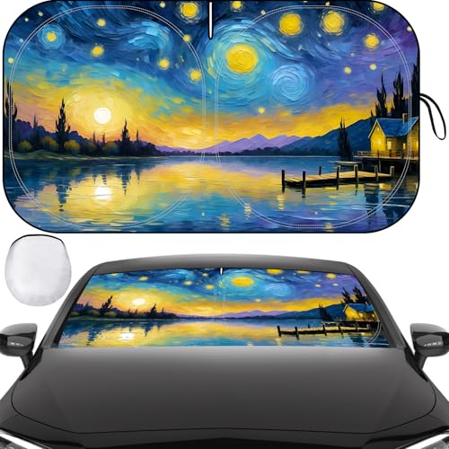 Clothclose Windshield Sun Shade Car Sun Shade Windshield Reflector Sunshade Offers Ultimate Protection for Car Interior Reflective Polyester Blocks Heat for CarsTrucksSUVs 57 x 32 in - Image 1