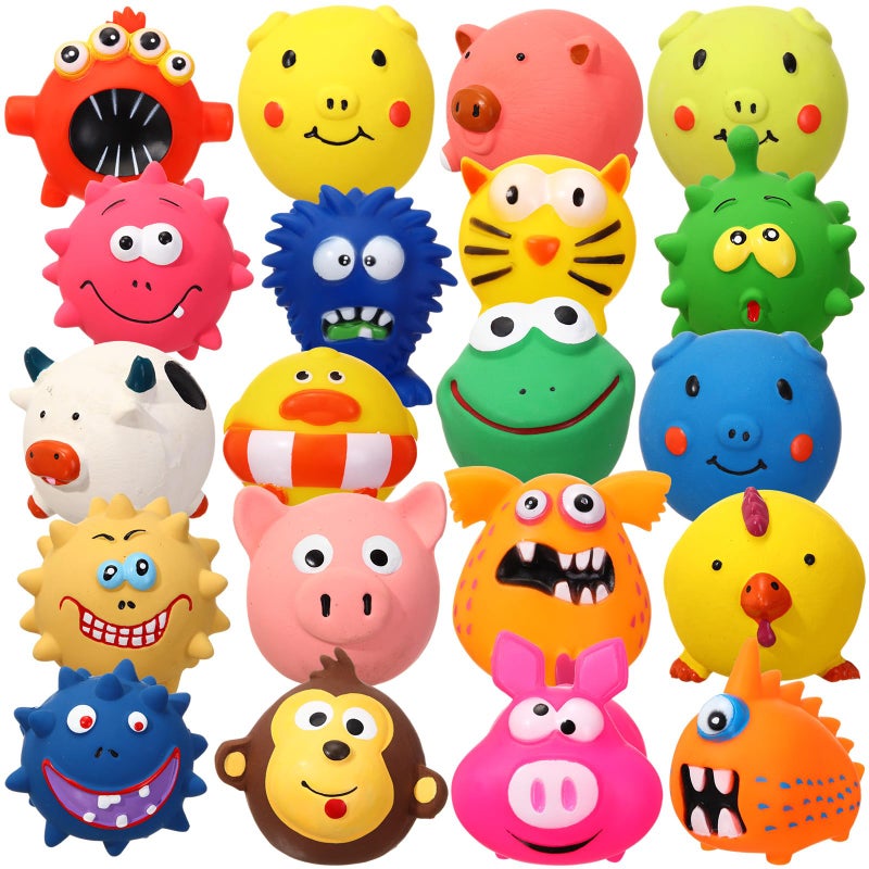 Shappy 20 Pcs Latex Dog Squeaky Toys Soft Rubber Chew Squeaky Dog Toys Balls for Funny Animal Sets Interactive Fetch Play Chew Molar for Small Medium Dogs Pets - Image 2