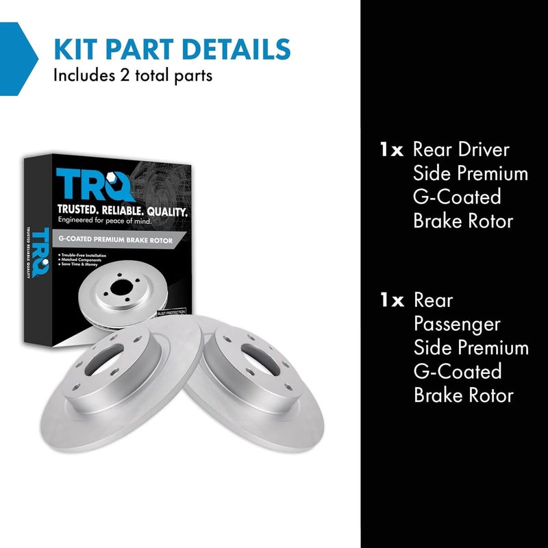 TRQ Rear Brake Rotor Set G Coated Solid Compatible with 2014-2021 Mazda 6 - Image 3