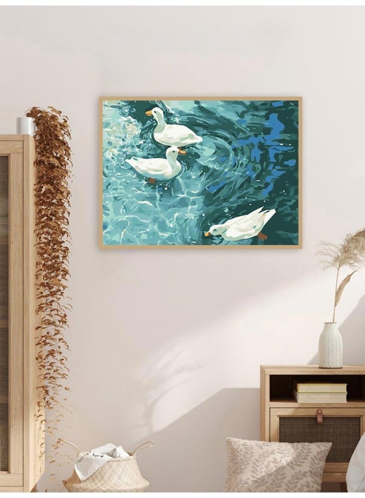 HZYH Summer Duck Paint by Numbers for Adults Beginners, Canvas Painting Kit with Complete Supplies, DIY Wall Art for Home Decor, 12x16 Inch - Image 3