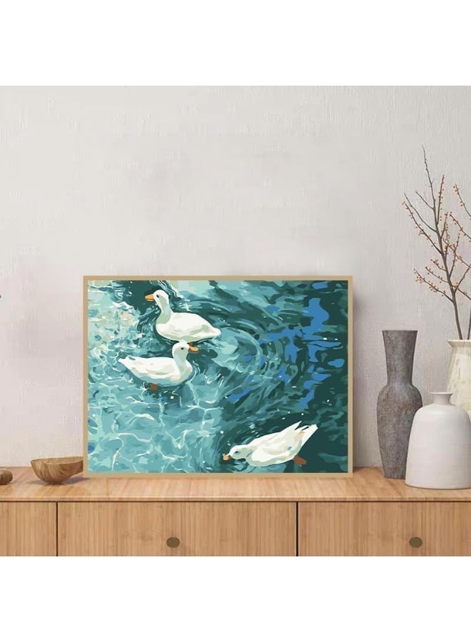 HZYH Summer Duck Paint by Numbers for Adults Beginners, Canvas Painting Kit with Complete Supplies, DIY Wall Art for Home Decor, 12x16 Inch - Image 5