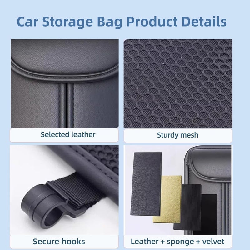 Leather Backseat Car Organizer with 5 Pockets and Foldable Food Tray - Image 2