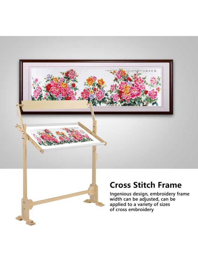 Ejoyous Adjustable Embroidery Stand, Large Size Wood Frame Embroidery Hoop Stand Rotated Cross Stitch Stand for Cross Stitch Needlework Sewing Tools - Image 4