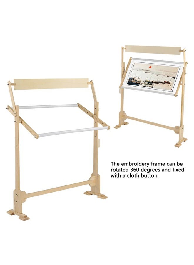 Ejoyous Adjustable Embroidery Stand, Large Size Wood Frame Embroidery Hoop Stand Rotated Cross Stitch Stand for Cross Stitch Needlework Sewing Tools - Image 5