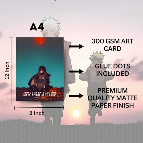 Posters Inc Anime Motivation,Aesthetic Home Decor Items for Living Room, Birthday Gifts for Men, 300 GSM HD Quality Print A4 Size Set of 10 with Glue Dots - Image 4