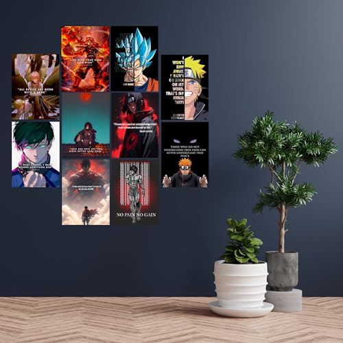 Posters Inc Anime Motivation,Aesthetic Home Decor Items for Living Room, Birthday Gifts for Men, 300 GSM HD Quality Print A4 Size Set of 10 with Glue Dots - Image 3