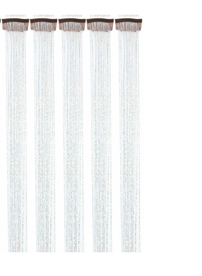 5 Pieces / Set of 60cm Shiny Silver Hair Clips, Heat Resistant Glitter Fairy Hair Accessory Set, Suitable for Women (Silver) - Image 5