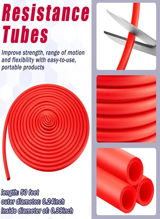 Wesnoy 1 Roll Resistance Tubes Exercise Tubing 50ft Exercise Bands Tubing for Therapy, Lower Pilates, Home Workouts, Rehab Core(Red,Beginner Level 3) - Image 2
