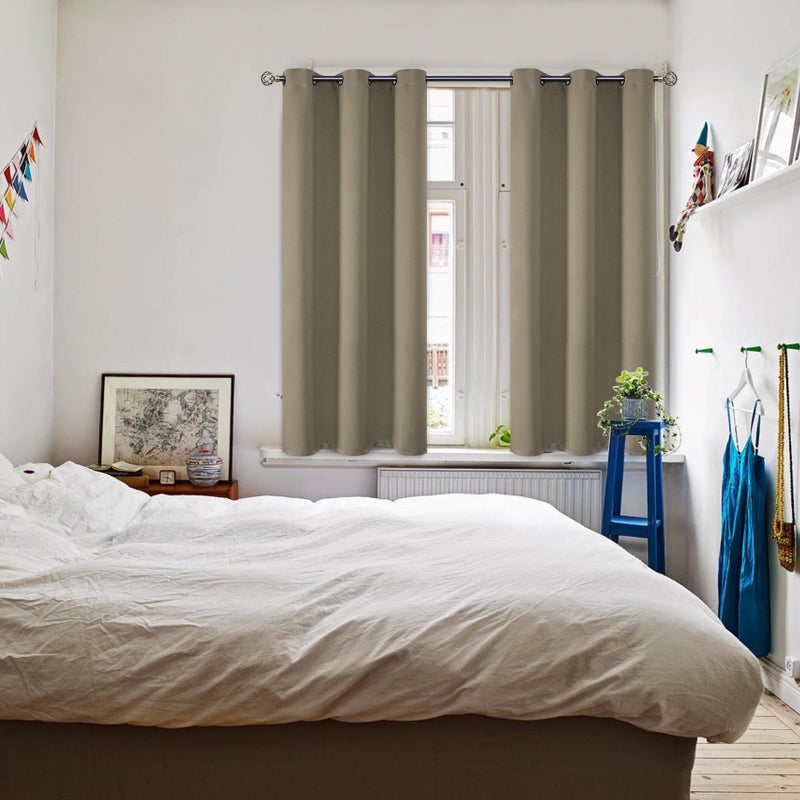 BGment Room Darkening Curtains 45 Inches Long - Grommet Thermal Insulated Drapes Window Treatment Curtains for Bedroom, 2 Panels, 38 x 45 Inch, Cocoa - Image 2