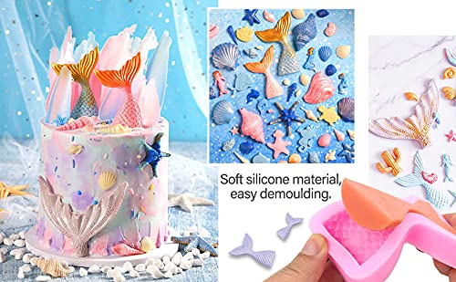 Heptik Silicone Fondant Cake Decoration Chocolate Baking MoldsSea Theme Shell Mermaid Tail Starfish ConchSea Ocean Creatures 3D Chocolate Fondant Soap Resin Mould 6 Piece - Image 5