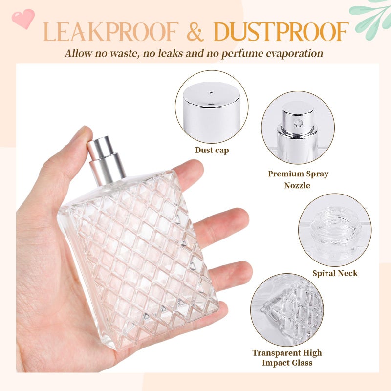 HXRYAGi 2 Pack 100ml Empty Perfume Bottles Refillable, Glass Perfume Atomizer with Funnels & Droppers, Leak-Proof Travel Perfume Spray Bottles, Fine Mist Sprayer for Cologne Essential Oils - Image 3