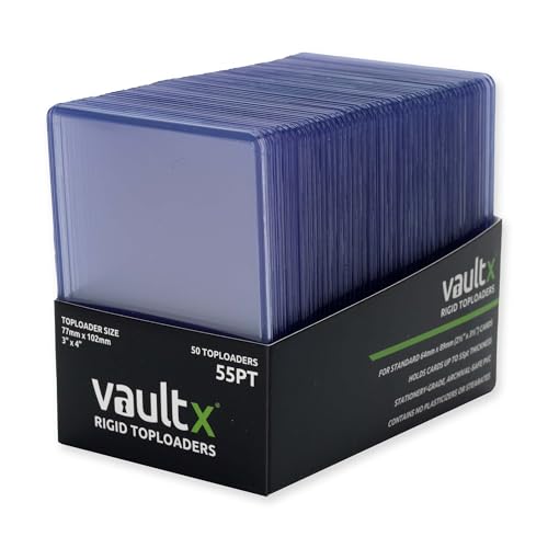 Vault X Toploaders 55pt, Trading Cards, Premium Extra Thick, 3" x 4" Seamless Rigid Card Holders, Hard Sleeves, Clear Protection for Collectible Card Games, Sports, TCG (50 Pack) - Image 1