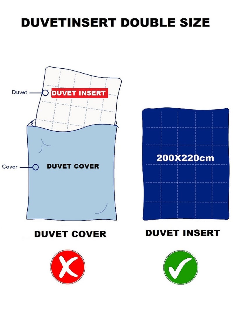Blueberry - Luxury King Size Plain Duvet  Quilted Cotton White 200x220cm - Image 1
